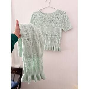 Light Blue/Mint Knit Skirt and Top set - Lauren Condrad - Size S